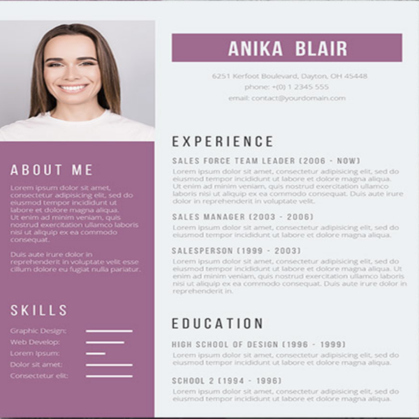 Beautiful Orchid | A Free Purple CV Template | Steven Kendy PIERRE