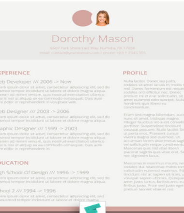 Free CV Design For The Ladies | Simple In Pink