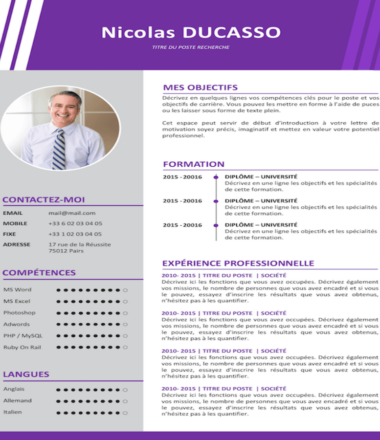 Example of experienced Commercial CV