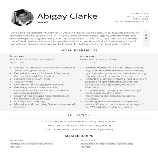 Accountant CV template | Steven Kendy PIERRE